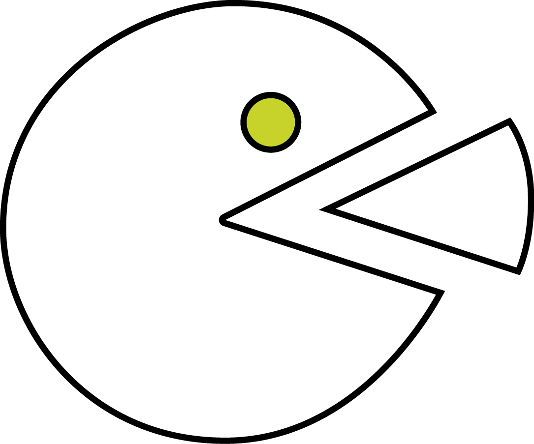 Petit logo croq pacman blanc oeil vert